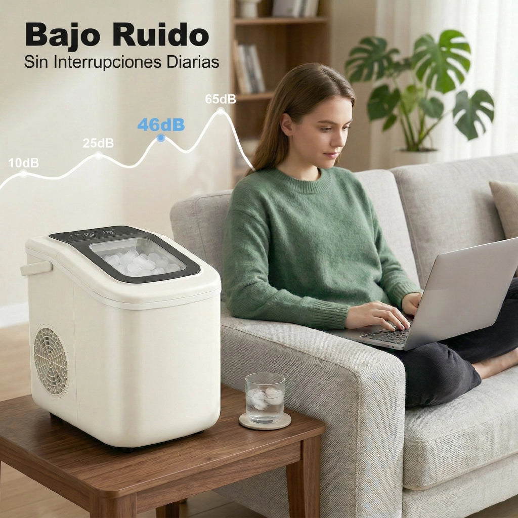Macchina del ghiaccio 12 kg/24h 9 cubetti in 7 minuti ¨C zephmum ¨C beige 1.2L