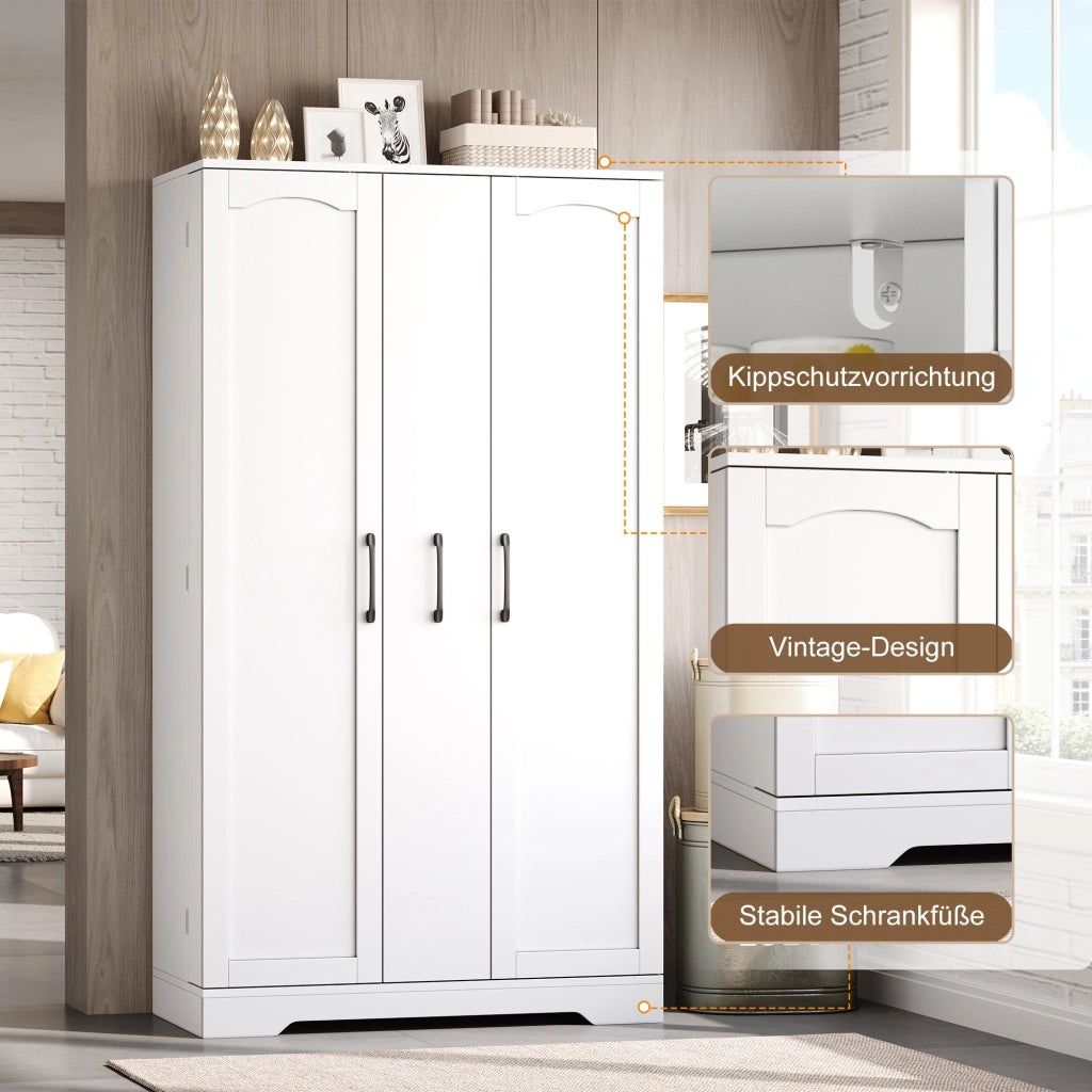 Credenza da cucina con 2 ante; 4 ripiani e estraibile 4 livelli - per cucina - in MDF - bianco