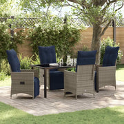 Set di tavolo e sedie con cuscino 5 pcs Grigio Rattan in PE