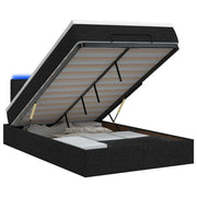 Letto Ottomano con Materasso e LED Nero 120 x 190 cm Tessuto 3457974