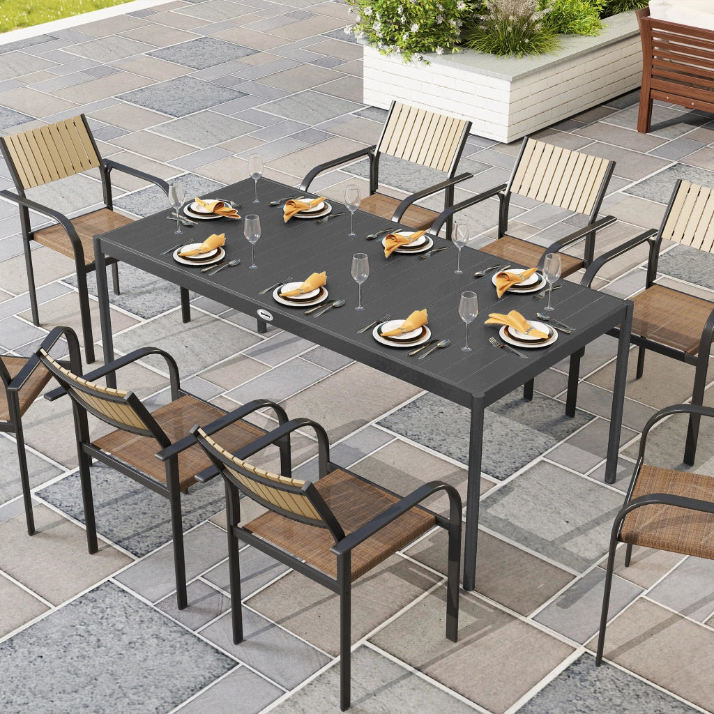 Tavolo da pranzo per giardino ¨C Zephmum ¨C Grigio, metallo, 186x90x74 cm