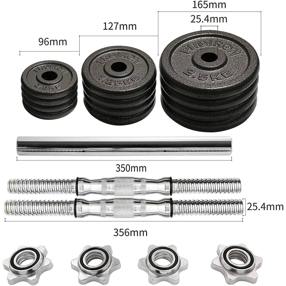 Trade Shop - Set Di Manubri Regolabili Dumbbell Bilanciere 30 Kg Tot Regolabile Body Building -