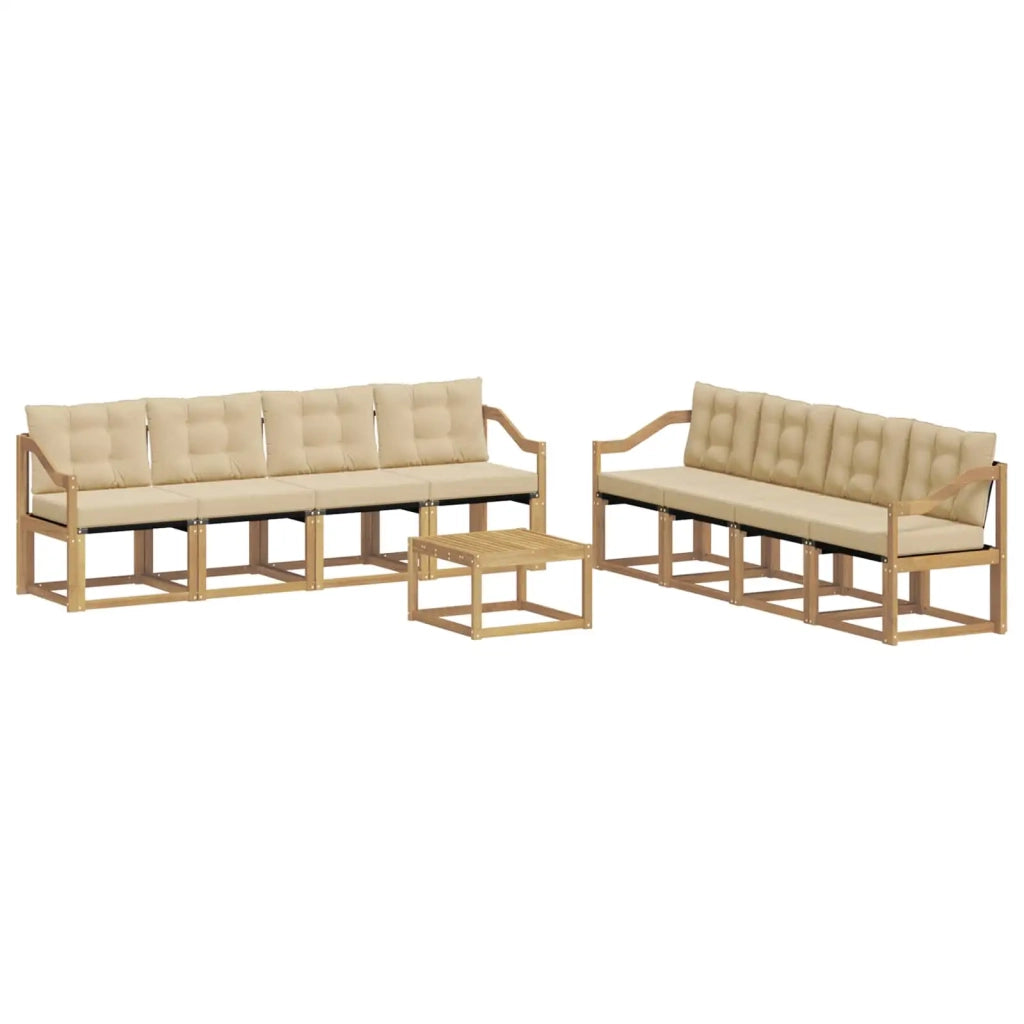 Set di divani da esterno con cuscino 9 pcs Bianco e Beige 3389343