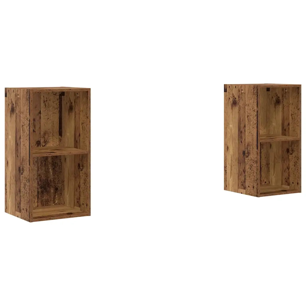 vidaXL Mobile TV da Parete 2 pcs Legno Antico 37 x 37 x 72 cm