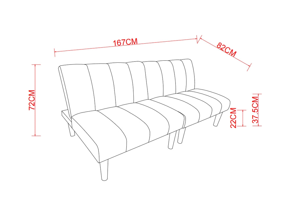 Divano Letto 2 Posti 167 cm ¨C Xylo ¨C Schienale Reclinabile, Sofa Estraibile