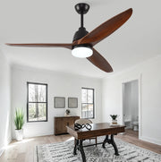 Ventilatore a soffitto 52" con luce LED dimmerabile e telecomando, legno noce e nero