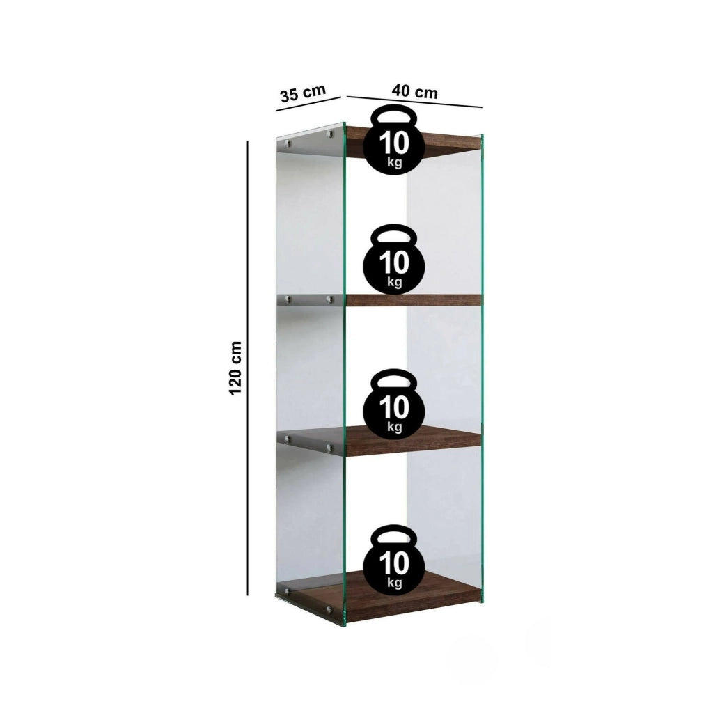 Libreria Zenobie, Scaffale da ufficio, Mobile portalibri, Biblioteca, 40x35h120 cm, Noce