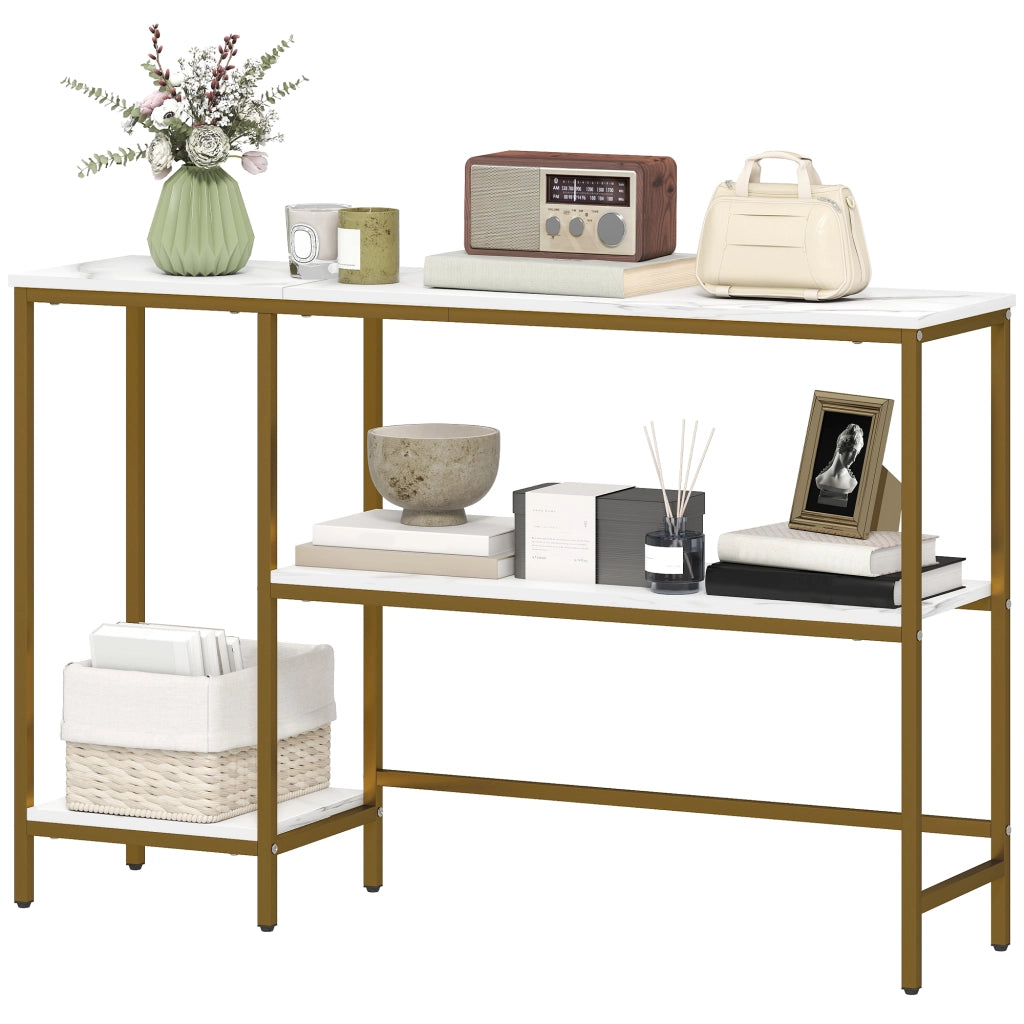 Tavolo console 3 livelli ¨C zephmum ¨C bianco dorato 120 cm