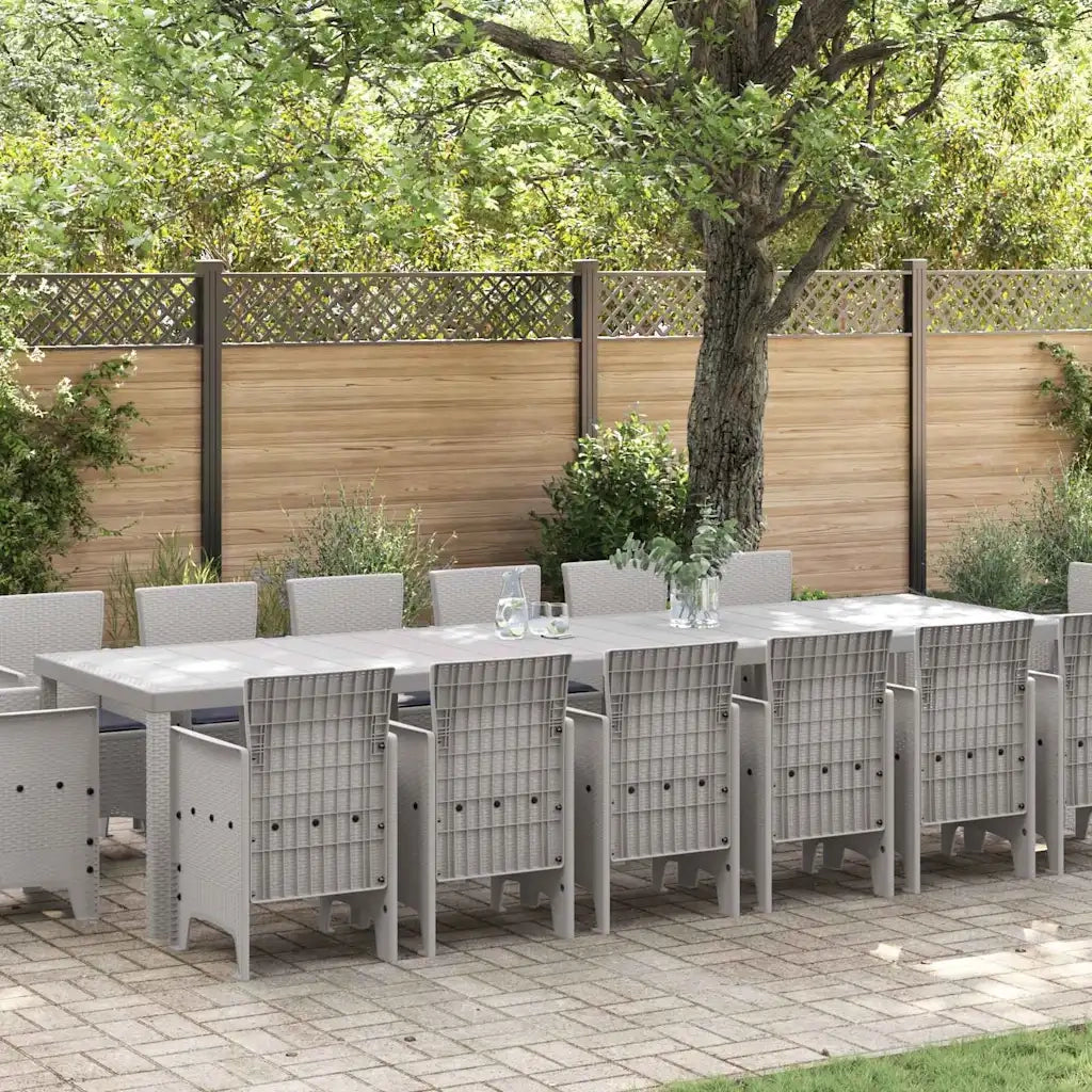 Set da Pranzo per Giardino 15 pcs Grigio chiaro Rattan Polt 3378650