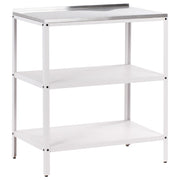 Isola da esterno in acciaio inox bianco 80 x 50 x 92 cm 2 ripiani con top Cucina da giardino da pranzo