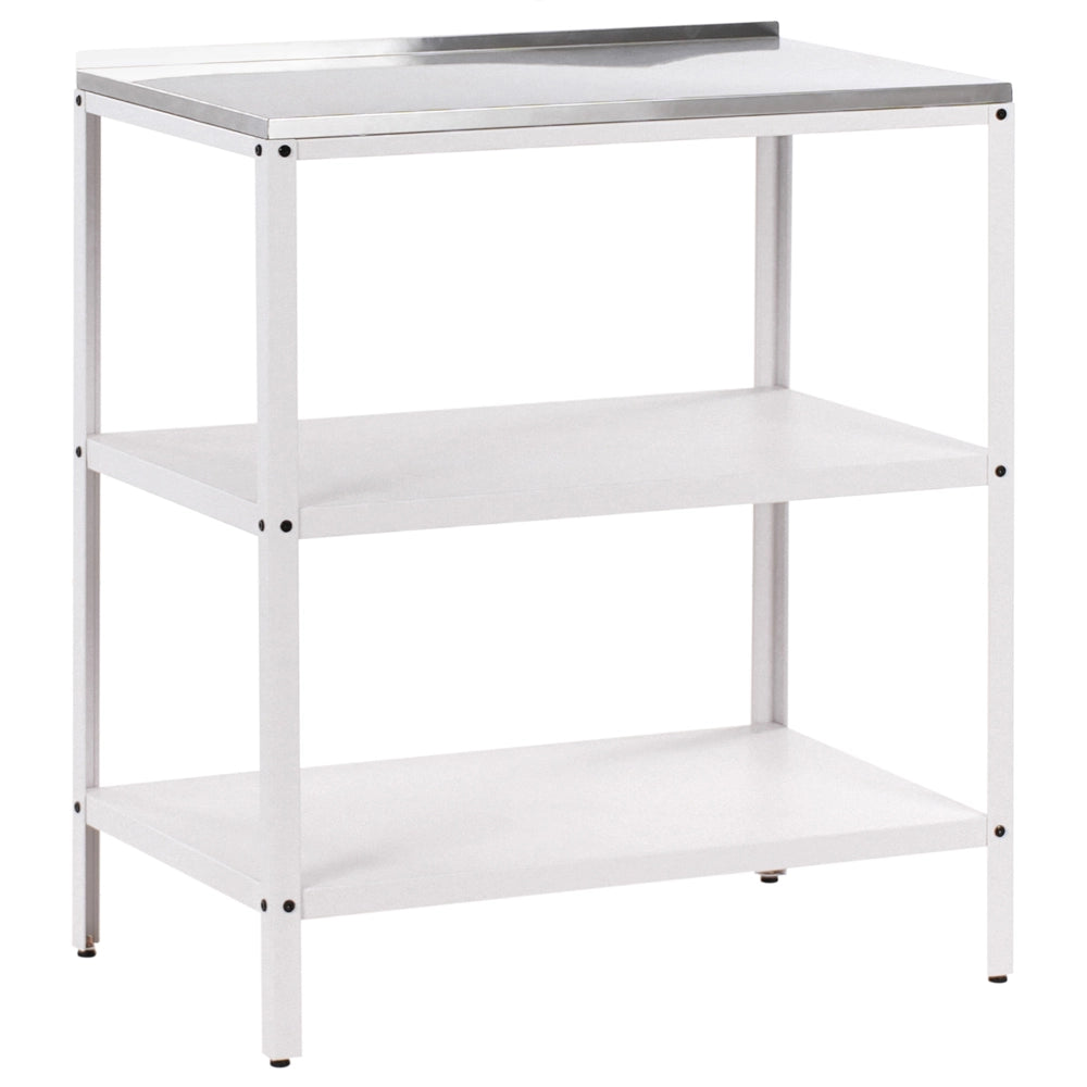 Isola da esterno in acciaio inox bianco 80 x 50 x 92 cm 2 ripiani con top Cucina da giardino da pranzo