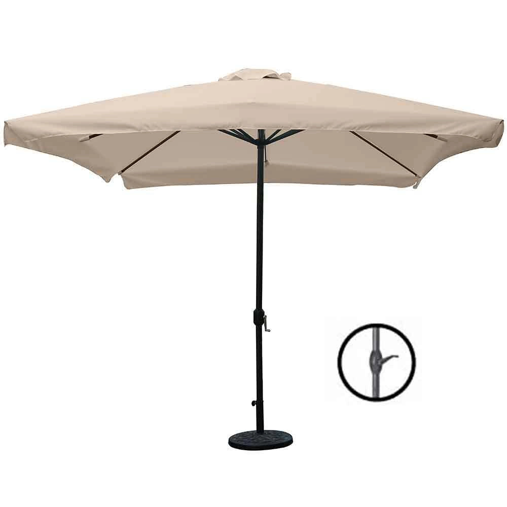Ombrellone Giardino Palo Centrale 3x3 Tortora Telo con Flap Chiusura Carrucola