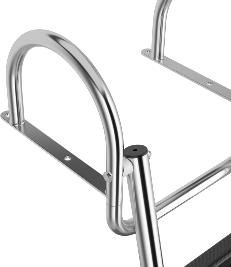 Scaletta da piscina pieghevole, 4 gradini, in acciaio inox, telescopica, con corrimano e gradini antiscivolo, scala in acciaio inox fino a 227 kg, portata posteriore