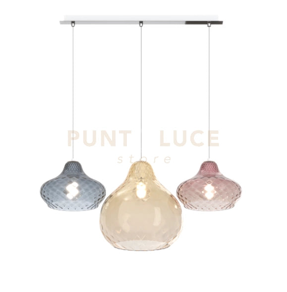 SOSP. CROMO 3 LUCI RETTANGOLARE VETRI (1 X PICCOLO ZA + 1 X PICCOLO RU + 1 X GRANDE AM) 1191CR-S3 RMIX-MC
