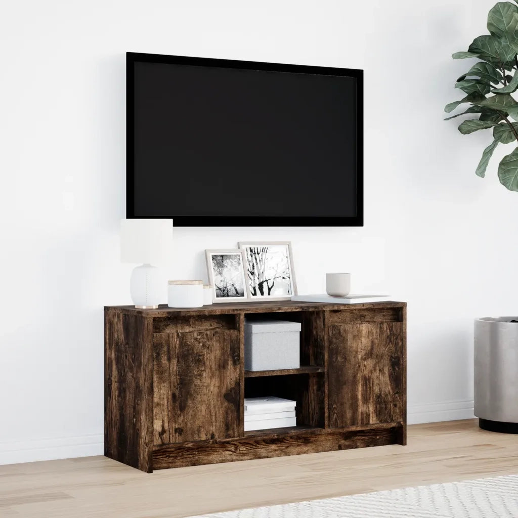 Mobile Porta TV con LED Rovere Fumo 100x34x50 cm in Truciolato 852191