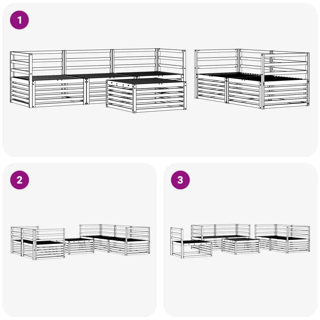 Set di divani da esterno 6 pcs Naturale