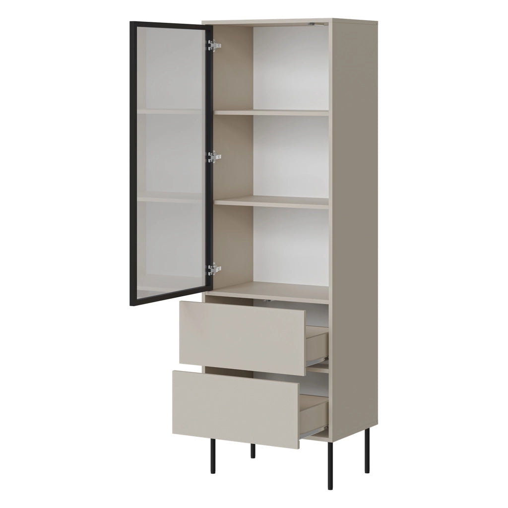 Mobile Espositore Zanica, Vetrina 2 Ripiani, 60x40x185h cm Beige