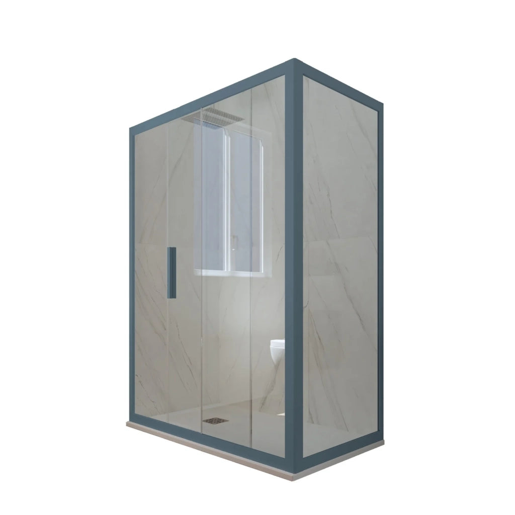 Box doccia scorrevole 80x140 CM H 200 Vetro Trasparente Profilo Blu Navy mod. Deco Duo