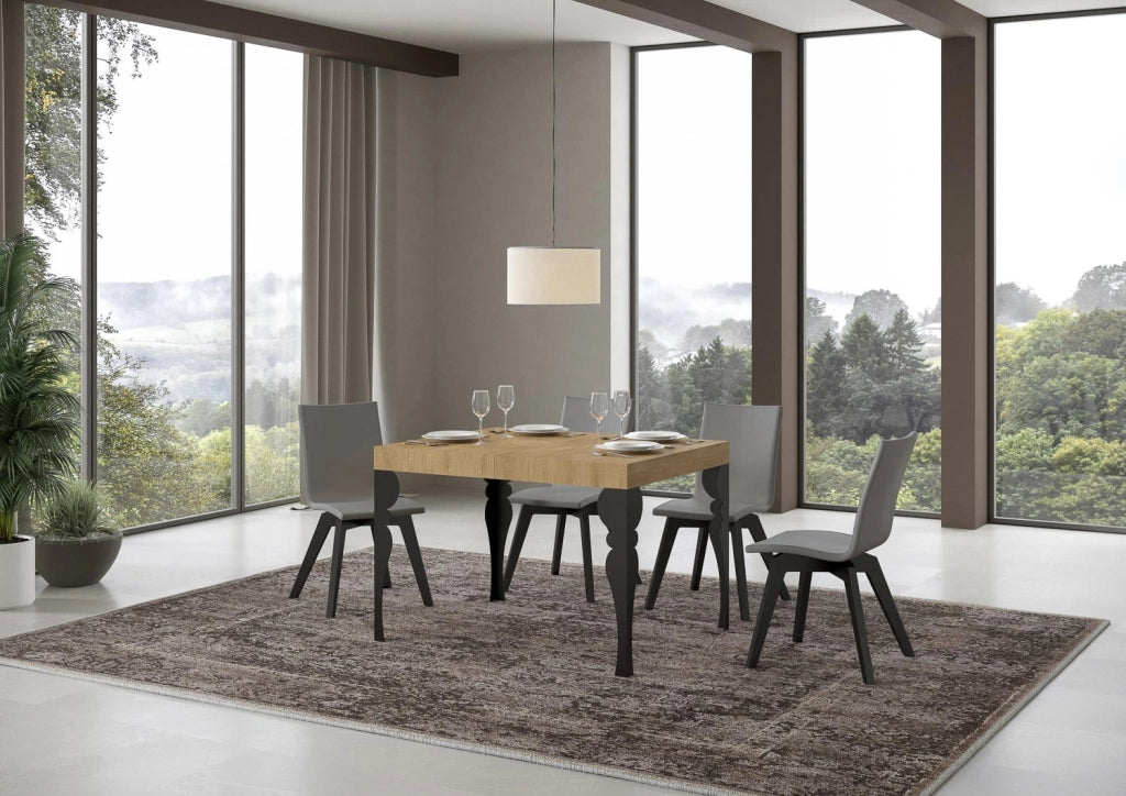 Tavolo Allungabile 120-204x80x77 cm Paxon Quercia Natura e Antracite