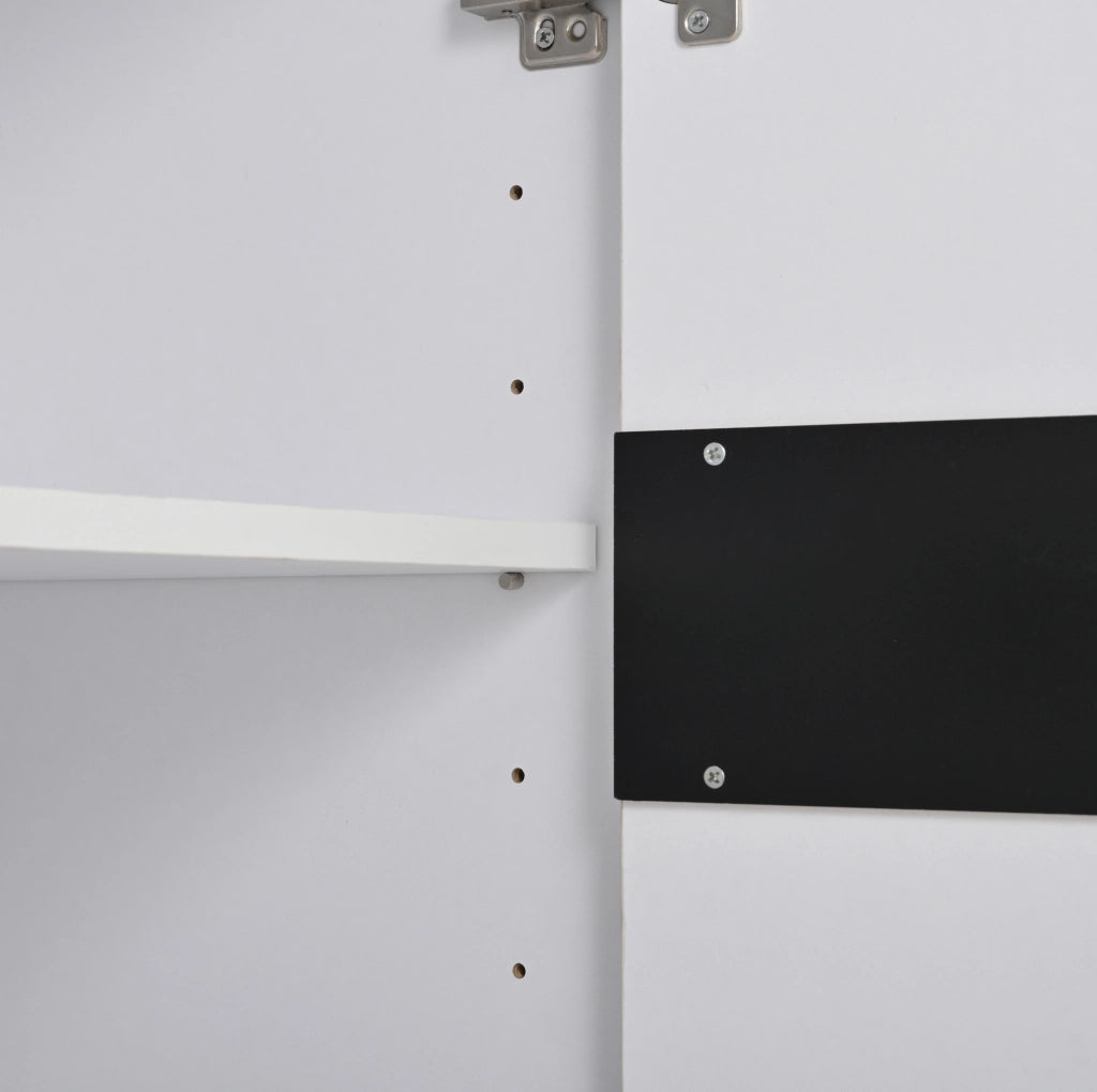 Credenza moderna bianco e nero 140 x 40 x 70 cm con LED e ante regolabili