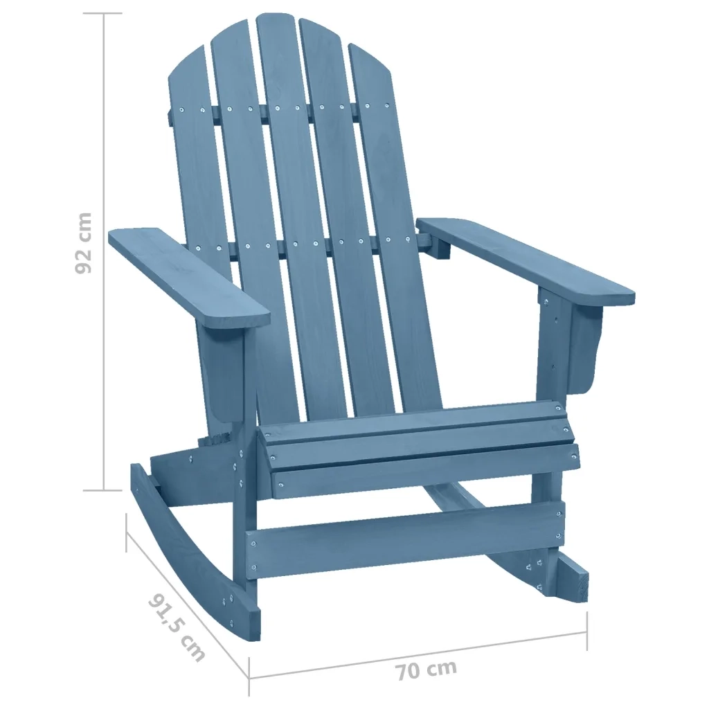 Sedia a Dondolo Adirondack in Legno Massello di Abete Blu 315885
