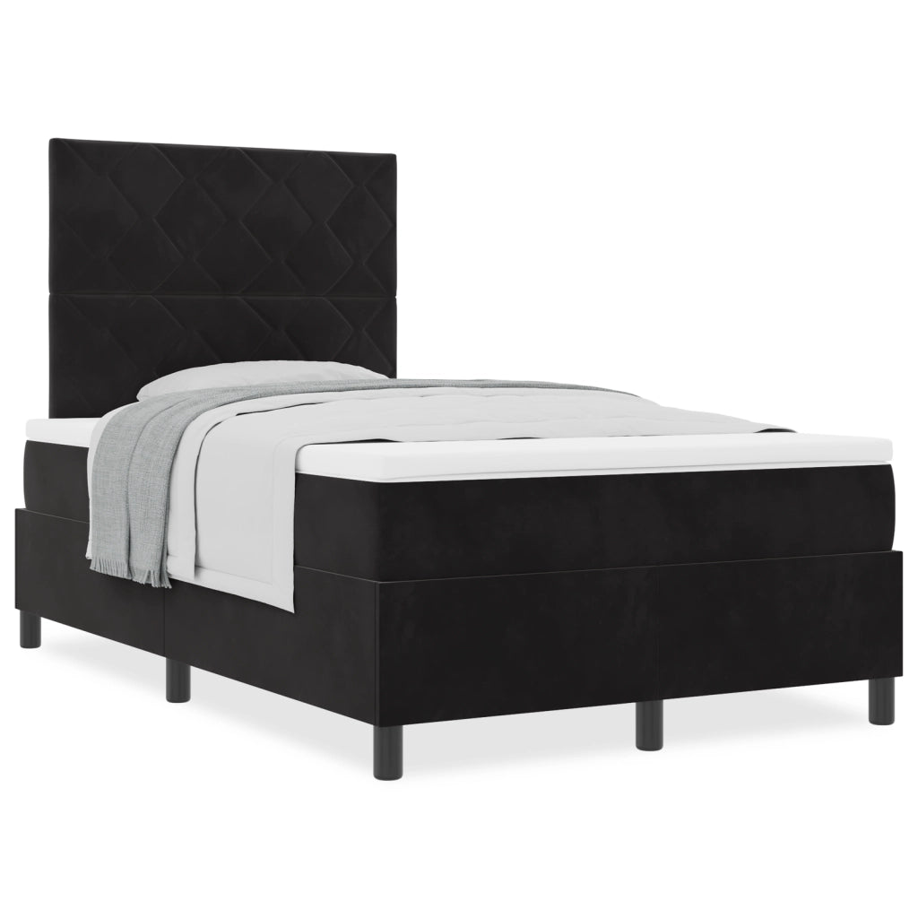 Letto Box Spring con Materasso Nero 120x200 cm Velluto