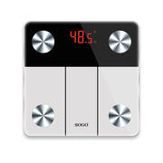Bilancia pesapersone smart Bluetooth, display LED cristallo temperato, analisi composizione corporea BMI grasso muscoli 180kg - SOGO