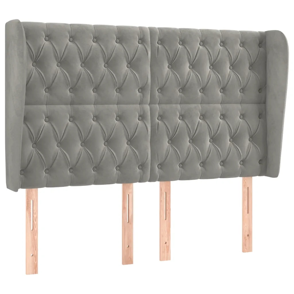 Testiera ad Orecchio Grigio Chiaro 163x23x118/128 cm in Vellutocod mxl 97690