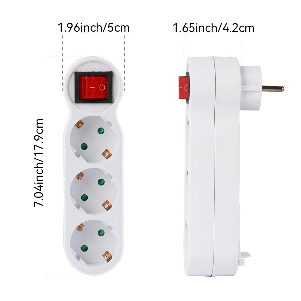 Ciabatta Multipresa con Interruttore ¨C Minimal ¨C 3 Prese Schuko, Protezione Bambini, Bianco