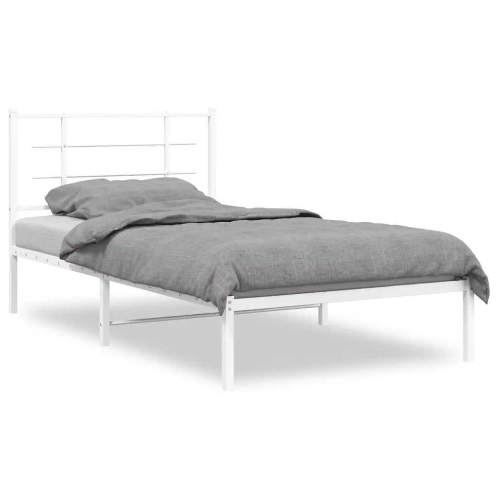 Giroletto con Testiera Metallo Bianco 100x190 cm 355604