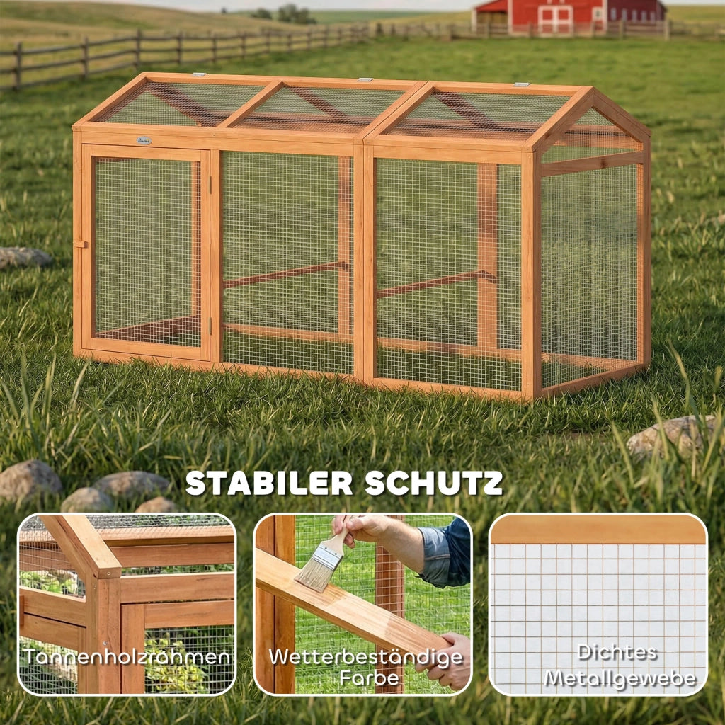 Pollaiolo per Galline con Trespolo ¨C zephmum ¨C Legno e Metallo Arancione 156x70.5x84 cm
