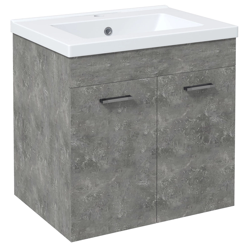 Mobile Bagno con Lavabo Armadio Sottolavabo Parete 2 Ante Grigio ¨C zephmum ¨C 60x45.5x60 cm
