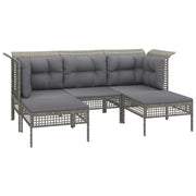 Set Divani da Giardino 5 pz | Set Salotto da Giardino con Cuscini in Polyrattan Grigio
