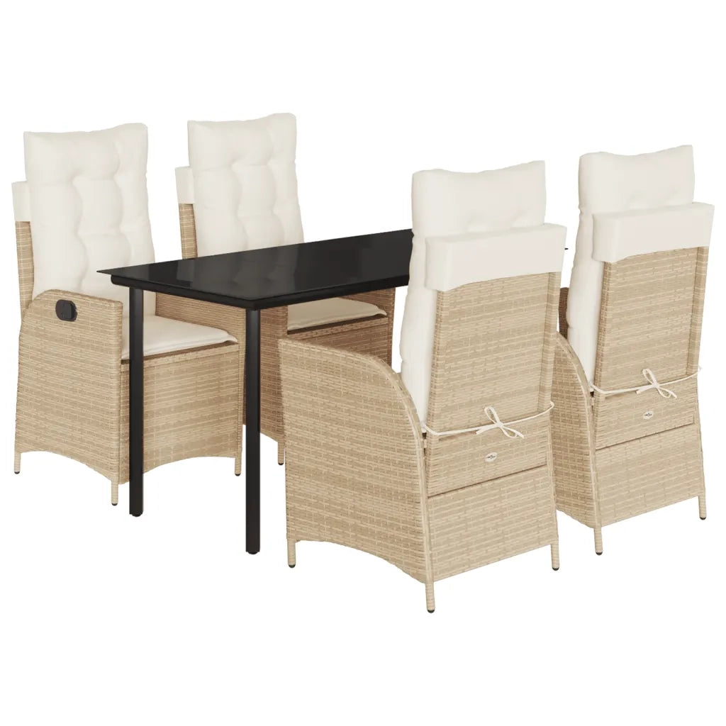 Set da Pranzo da Giardino 5 pz con Cuscini Beige in Polyrattan 3213247