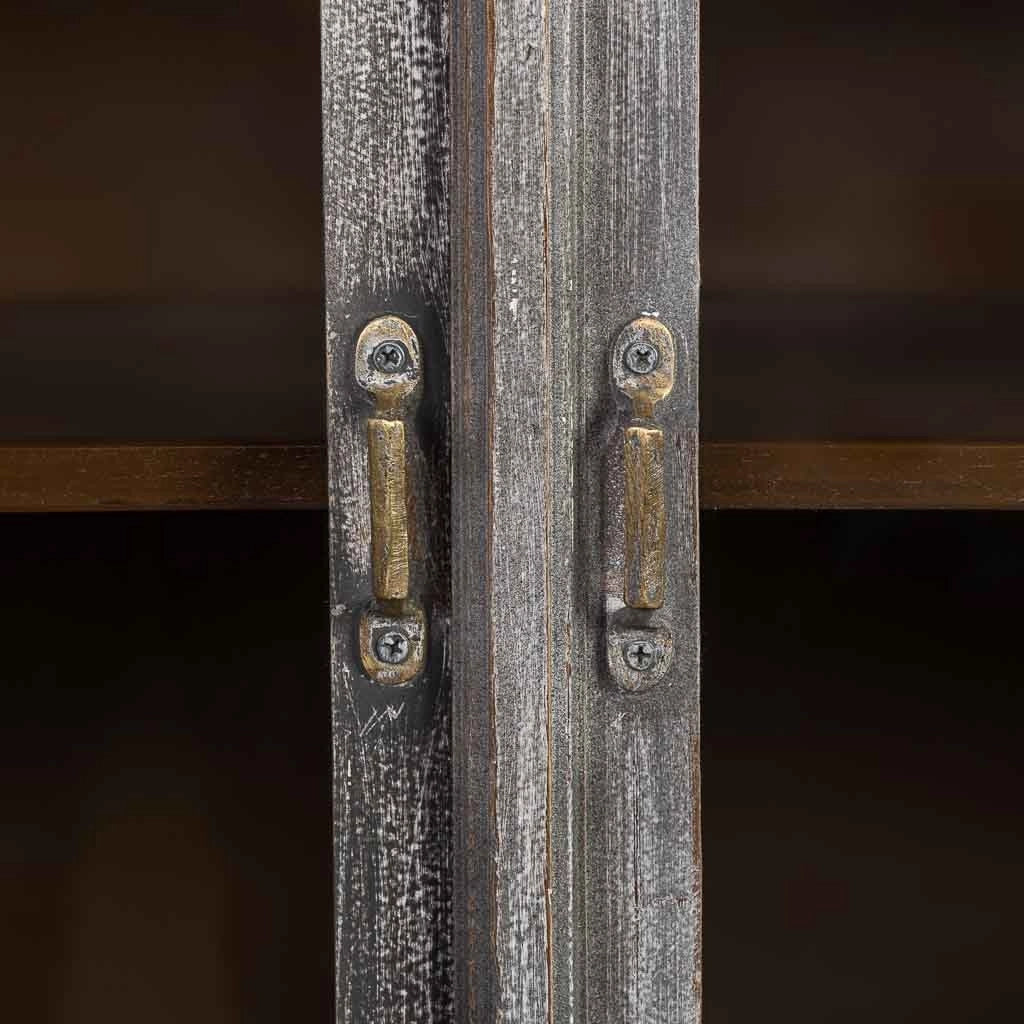 Vetrina 2 ante in legno finitura anticata artigianale 74x41x128