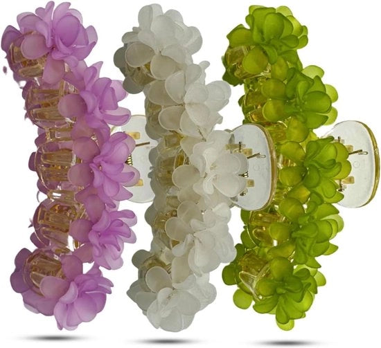 Set di Clip per Capelli a Mischia di Fiori - Grande Design Fiorito - Ideale per Capelli Corti e Lunghi - Clip per Capelli per Donne