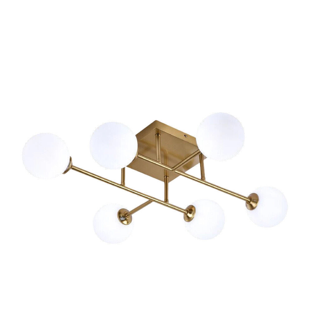 Trade Shop - Plafoniera Lampadario Da Soffitto Bronzo Minimal Struttura Metallo 6 Sfere Attacco G9 C77 -