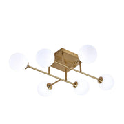 Trade Shop - Plafoniera Lampadario Da Soffitto Bronzo Minimal Struttura Metallo 6 Sfere Attacco G9 C77 -