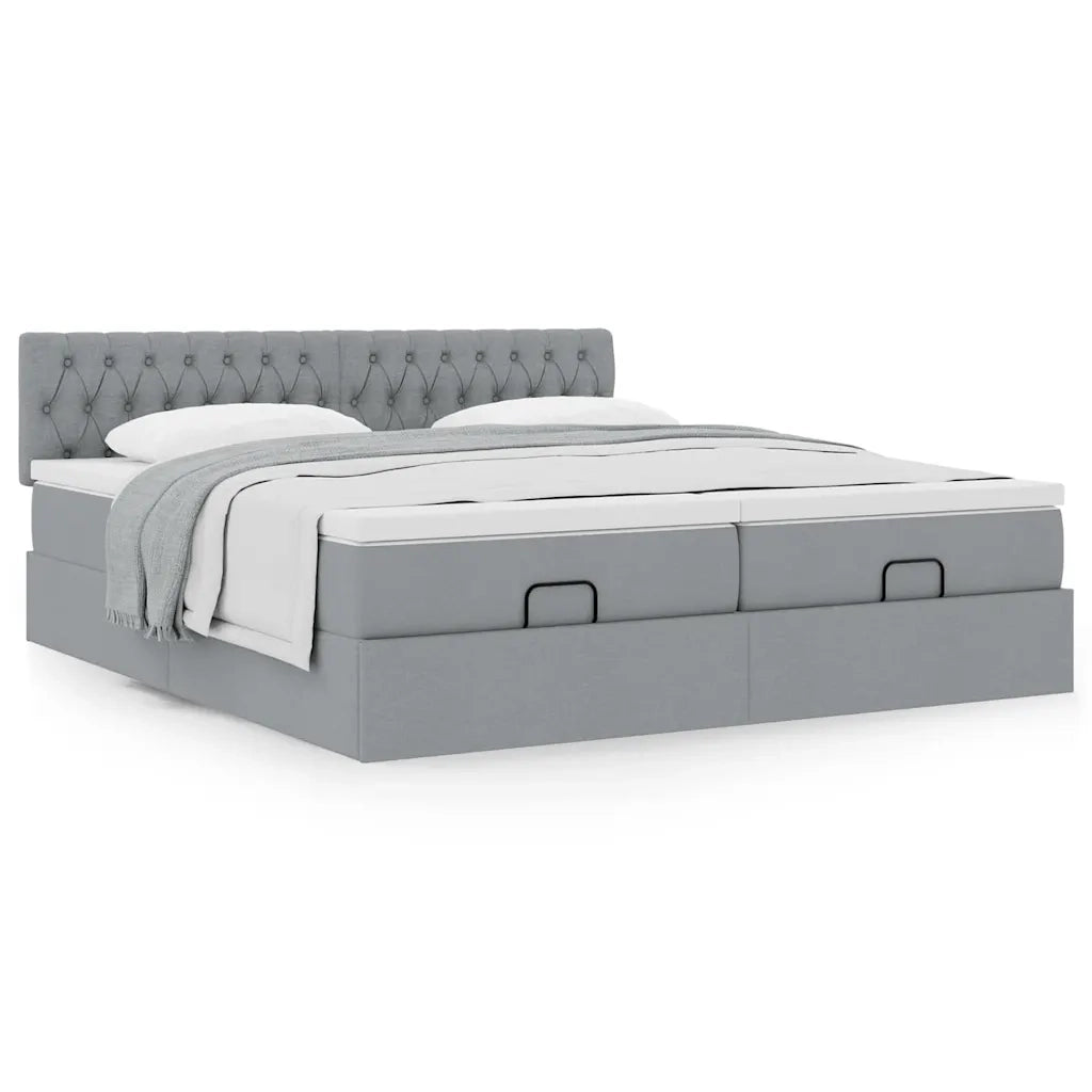 Struttura Letto Pouf con Materassi 200x200 cm in Tessuto 3312022