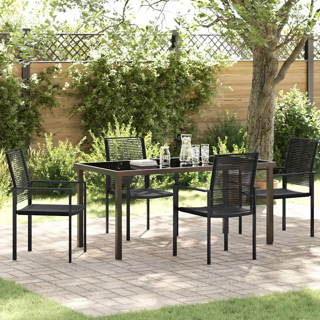 Set da Pranzo per Giardino 5 pz | Set Salotto da Giardino Nero