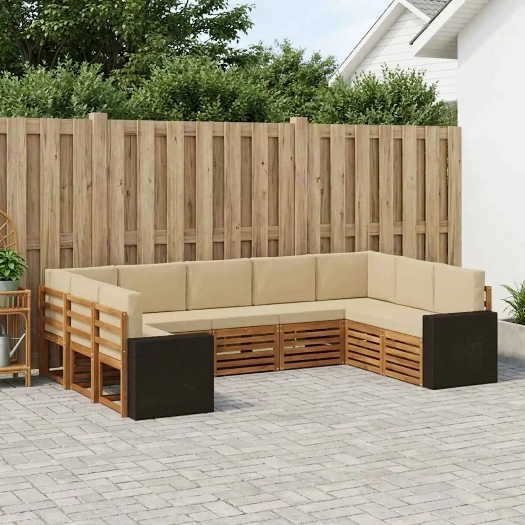 Set divano sezionale 9 pcs Naturale e Beige Poliestere 3384844