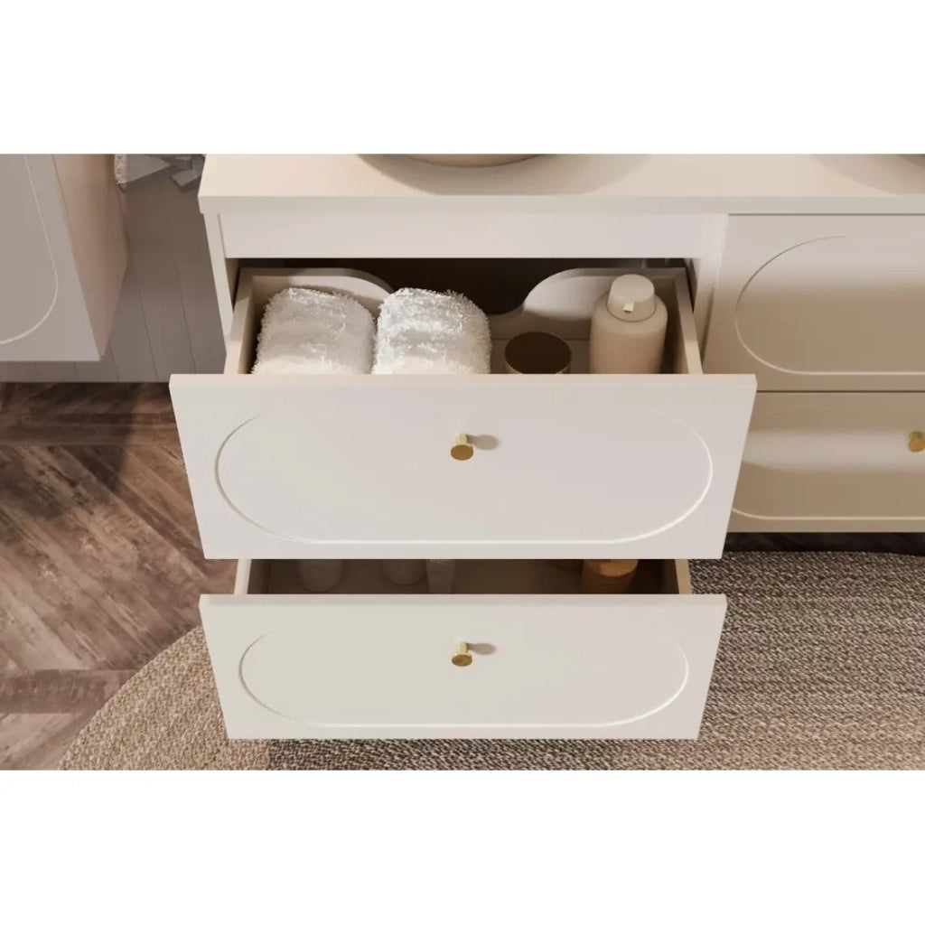 Set da bagno TORNADO beige: mobile sottolavabo 120cm + piano per lavabo