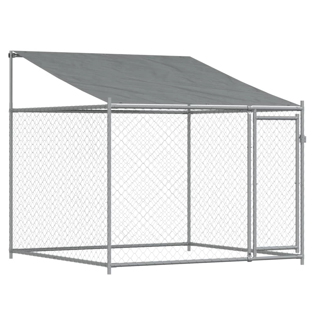 Gabbia per cani con tetto e porte 8 x 2 x 2 m acciaio zincato grigio 02_0041636
