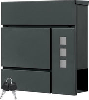 Wandbrievenbus con coperchio a battente e fessura per giornali chiusura automatica moderno colore antracite - 37x37x105 cm BK005an
