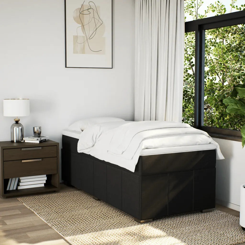 Giroletto a Molle con Materasso Nero 90x190 cm in Tessuto