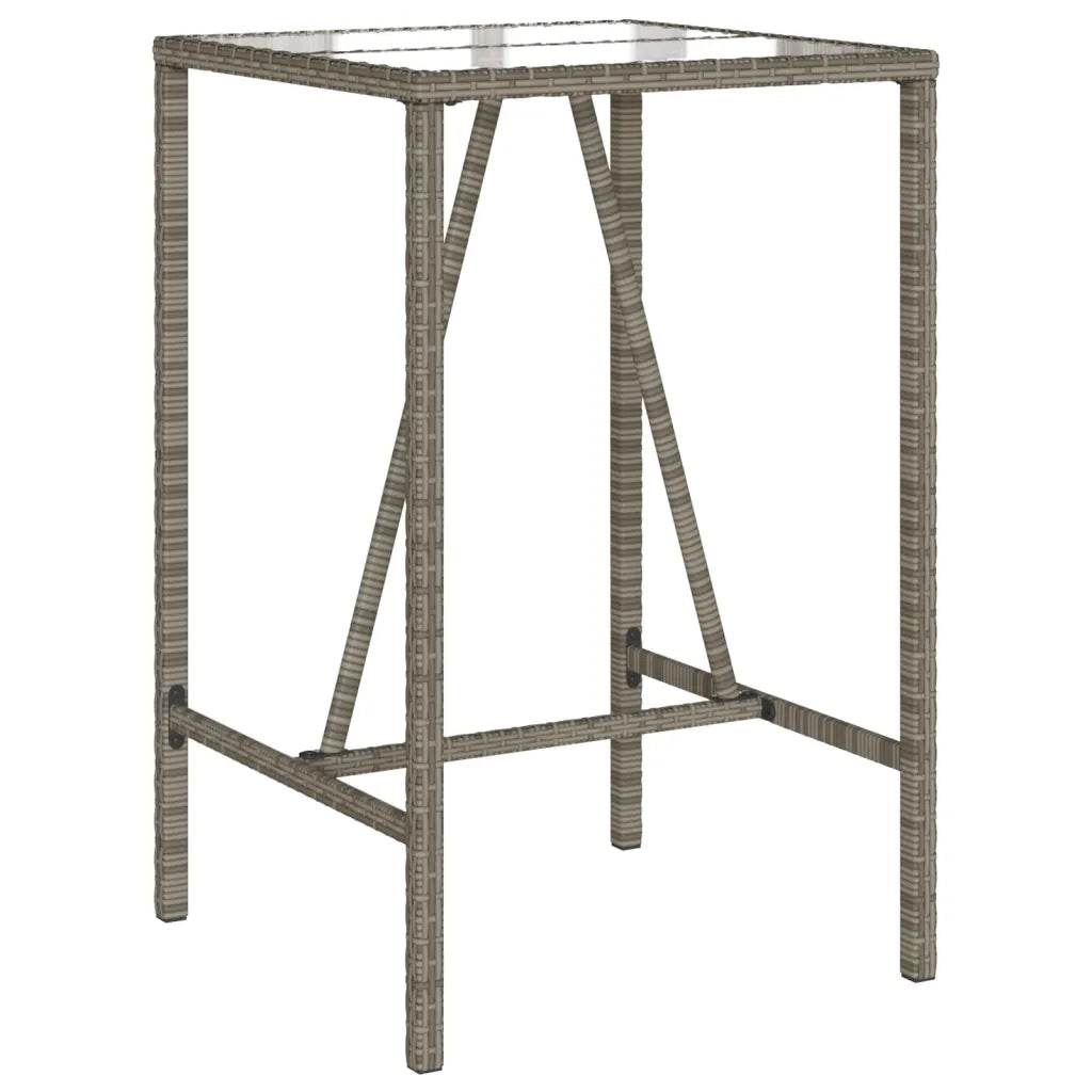 Tavolo da Bar da Esterno Grigio 70x70x110 cm in Polyrattan 368695