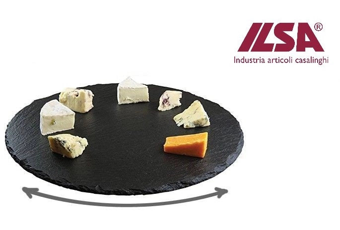 Vassoio Piatto in Pietra ardesia naturale aperitivo sushi tondo 33 cm