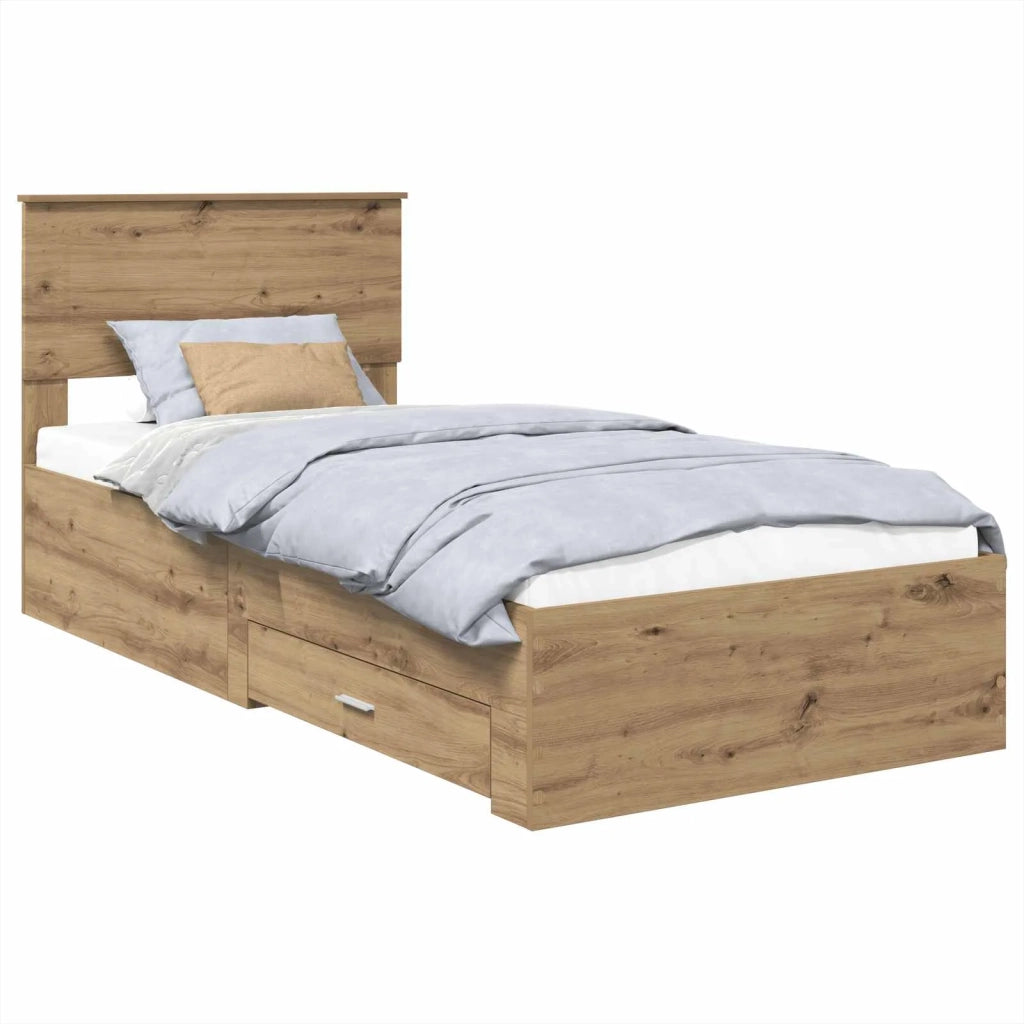Struttura del letto con testiera Rovere artigianale 90 x 200 cm