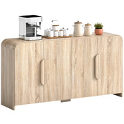 Credenza con 2 Ante Soft-Close e Ripiani Regolabili ¨C zephmum ¨C 157x39x82 cm, Legno Naturale