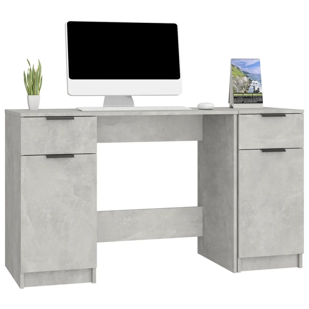 Scrivania con Mobile Laterale Grigio Cemento Legno Multistrato cod mxl 72337